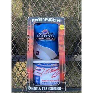Rusty Wallace Hat Cap Snap Back XL Blue White NASCAR Racing Shirt Tee Combo Mens